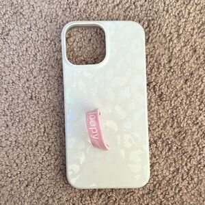 Loopy Case Glossy White with Pink Loop- IPhone 13 Pro Max